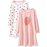 BANGSAUR Girls' Dress Cotton Homewear, Princess 2-Pack Dresses 3-12 Years