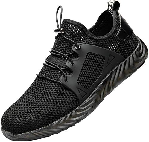 COOU Steel Toe Cap Trainers Mens Lightweight Breathable Safety Shoes Slip on Work Shoes Sneaker Unisex