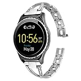 Lwsengme Watch Band for Samsung Gear S3 Classic,S3 Frontier,Steel Bracelet/Strap/Cuff with Quick Release for Womens Width 22mm Watch,Smart Watch (NOT include Watch Fitness)(22mm-Silver-02)