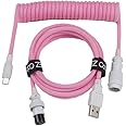 Tez Cables E-Series Custom Coiled Aviator Keyboard Cables (5 ft, USB-C Painted GX-16, Pink)