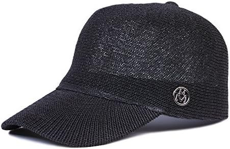 Choomon Unisex Baseball Cap Straw Adjustable Strap Plain Hip Hop Sun Hat Cap Black