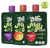 Zellee Certified Organic Fruit Jel Pouches | Variety Pack | 12 pack | Non-GMO, Gluten-Free, Vegan, Plant-Based, No Added Sugar, Antioxidant Rich | Healthy Snack for Adults & Kids | Jello Alternative