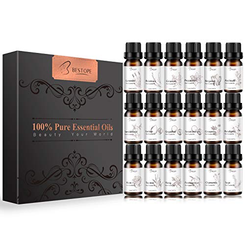 BESTOPE Essential Oils Set Top 18 X 5ml Gift Set 100% Pure Aromatherapy Essential Oils for Diffuser Humidifier Massage Women Men