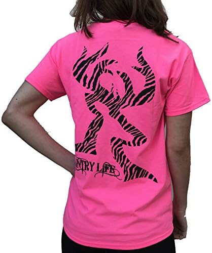 Country Life Zebra Deer Pink Short Sleeve Shirt (Large)