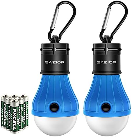2 Pack EAZIOR Portable LED Camping Lantern Tent Light Bulb for Camping Hiking Fishing Outage Emergency Light, Outdoor Camping Lamp (Blue)