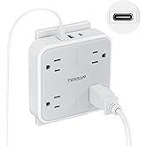 Multi Plug Outlet Extender, TESSAN Surge Protector Splitter with 3 USB (1 USB C Port) Wall Charger, Multiple Expander for Travel, Home, College Dorm Room