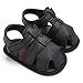 Royirene Infant Baby Boys Summer Shoes Soft Sole Anti-Slip Black PU Leather Sandals 12-18 Months