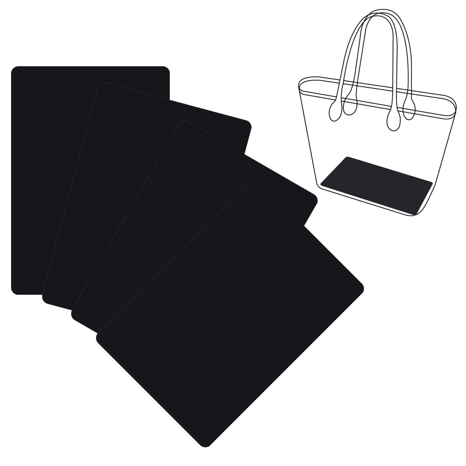 PH PandaHall Handbag Base Shaper, 4pcs 13.7 x 7 Inch Rectangle Acrylic Purse Bottom Tote Bag Base Shaper Liner Insert for Backpacks, Knitting Bags, Black