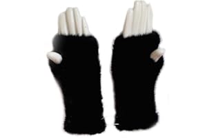 Valpeak Womens Winter Mittens Knitted Mink Fur Gloves Fingerless Arm Warmers Cold Weather Elasticity