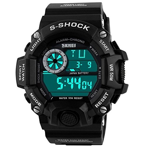 Amyove New s Shock Watch Sport Quartz Wrist Men Mens Digital Waterproof Military Watch Blue