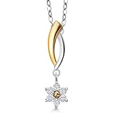Gem Stone King 10k Yellow Gold and 925 Sterling Silver Lab Grown Diamond Pendant Necklace For Women with Healing Energy Charms Set with Moissanite