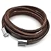 INBLUE Men's Stainless Steel Genuine Leather Bracelet Bangle Brown Silver Tone Magnetic Clasp Tribal