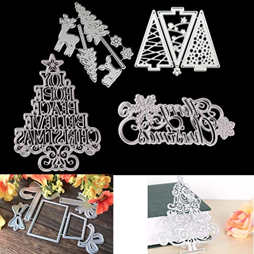 6 Sets Merry Christmas Tree Gift Box Elk Cutting Nesting Dies Stencils Frame Die Cuts Metal Template Mould DIY Scrapbook Card Making Tool Photo Album Embossing Scrapbooking Paper Card Decor Craft