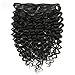 Clip in Human Hair Extensions Afro Jerry Curly 3B 3C Real Hair Clip in Extensions For Black Women Natural Black Color 100% Brazilian African American Hair Extensions (12 inch, Jerry Curly #1B)