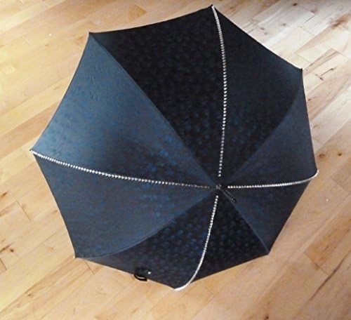 Pasotti Umbrella-silver Skull-navy Canopy with Skull Imprints and Studs