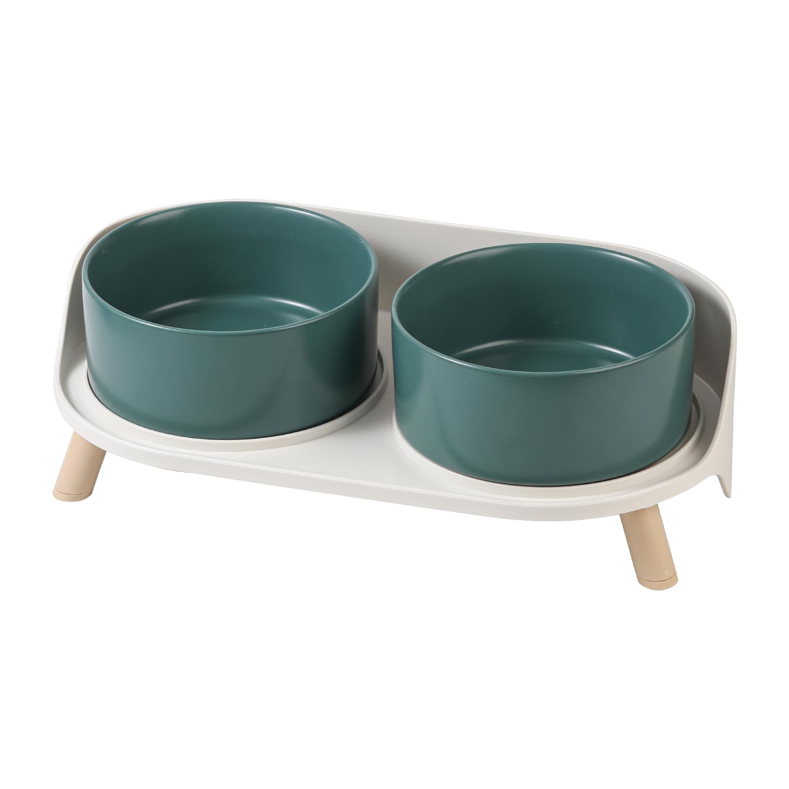 Photo 1 of Elevated Ceramic Dog Bowl Set - Double Dog Feeding Bowls with Stand Splash Proof - Raised Dishes for Food and Water - Ideal for Small to Medium Dogs - 2 x 850 ml - 28.74 oz