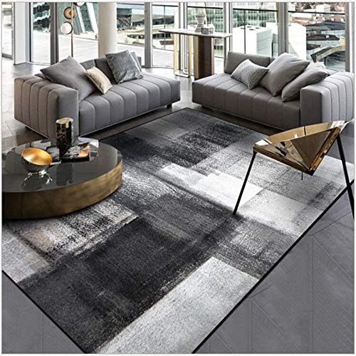 DDFGDFSA Simple Modern Abstract Chinese Ink Black Grey Carpet Bedroom Kitchen Floor Mat Living Room Floor Mat Carpet Carpet Bedroom, Black, Large