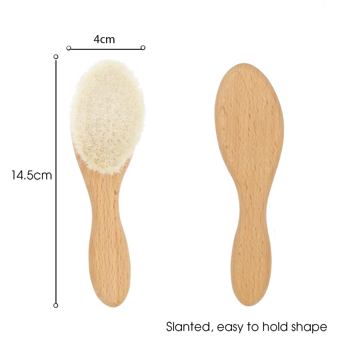 Naroa Natural Baby Hair Brush Soft Safe Wooden Handle & Smooth Goat Bristles for Newborns