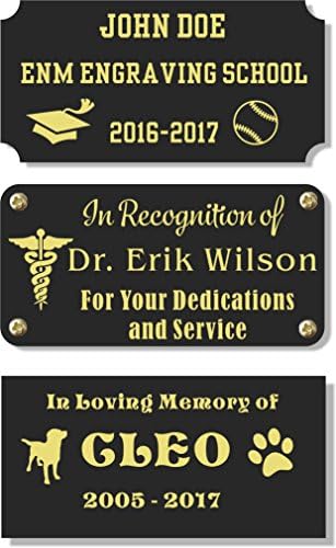 2" H x 3" W, Custom Engraved Solid Metal Name Plates, Brass Silver Black Colors, Satin Brush Polished Finish, Nameplate Memorial, Made in USA (Gloss Black Color Brass, 2" H x 3" W)
