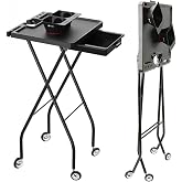 STYLANCE Folding Salon Rolling Tray Cart, Portable Mobile Workstation for Hairdresser, Esthetician &amp; Tattoo Artist