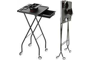 STYLANCE Salon Folding Tray, Folding Salon Rolling Tray on Wheels, Color Tray for Hair Esthetician&Stylist,Tattoo Cart, Beauty