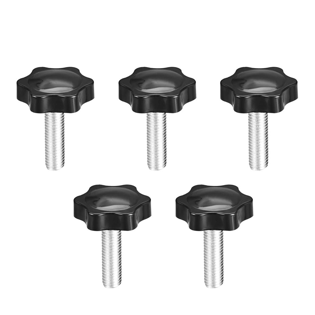 uxcell Clamping Screw Knob, 38mm Dia Plum Hex Shaped Grips Star Knob M10 x 30mm Male Thread, 5pcs