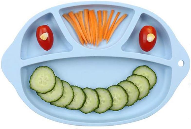 VALUEU Silicone Divided Toddler Plates Portable Non Slip Suction Plates Children Kids BPA Free FDA Approved Baby Dinner Plate