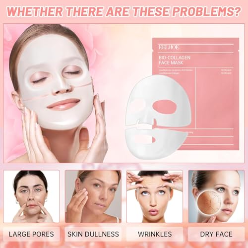 Bio Collagen Face Mask | Overnight Face Mask For Glass Glow Skin- Elasticity, Hydrating, Firming and Foisturizing | Gorean Glass Glow Skin | (1 count) 34gm X 4ea
