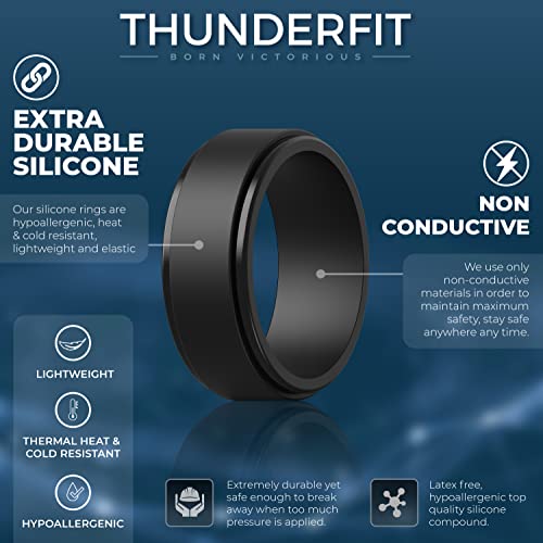 ThunderFit Silicone Wedding Rings for Men, Flat
