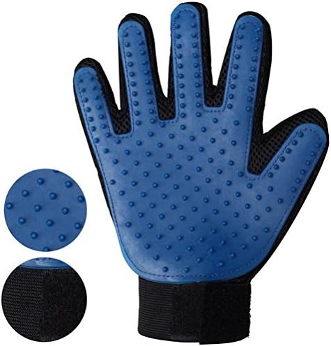 iLooper Pet Brush Glove, Sicai Pet Dog Grooming Glove Hair Remover Brush Glove Massage Gloves for Gentle and Efficient Grooming Blue