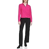 Calvin Klein Womens Long Sleeve Faux Wrap Blouse