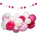 Pink and White Party Decorations Supplies Paper Lanterns Tissue Paper Pom Poms Dot Garland Kit for Wedding Birthday Bachelorette Baby Shower for Girls 19Pcs