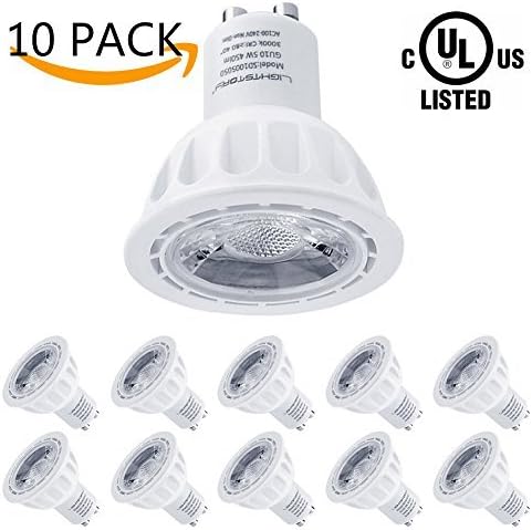 Lightstory GU10 LED Bulbs, 50W Halogen Bulbs Equivalent, 5W 450lm, 3000K Warm White, 40° Beam Angle, MR16 LED Light Bulbs, UL Listed, Non-Dimmable, 10-Pack