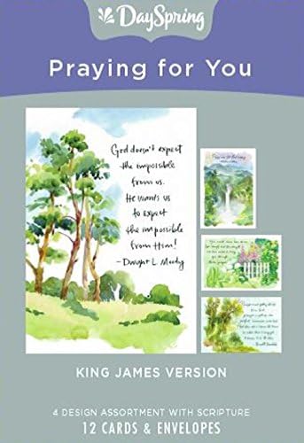 DaySpring - Praying for You - King James Version - Classic Quotes - 4 Design Assortment with Scripture (12 Boxed Cards and Envelopes) (81840)