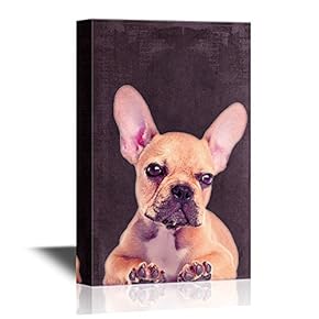 Canvas Wall Art - Artistic Dog Illustration on Grunge Background - Gallery Wrap Modern Home Art | Ready to Hang - 12x18 inches