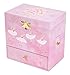 Jewelkeeper Ballerina Musical Jewelry Box with 3 Drawers, Pink Rose Design, Swan Lake Tune