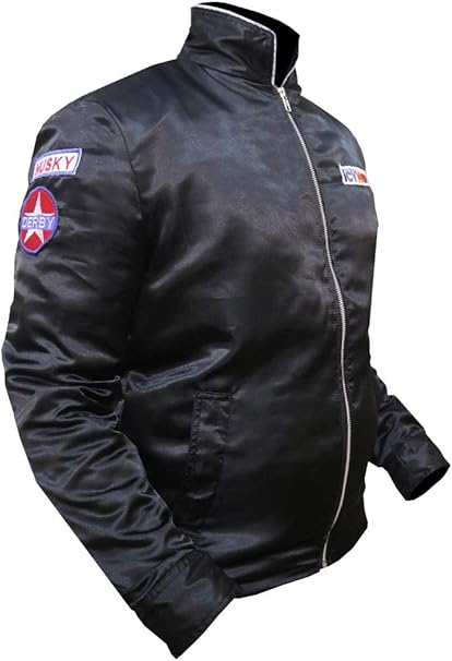 Death Proof Mans Kurt Stuntman Mike Russell Black Satin Jacket At Amazon Men S Clothing Store