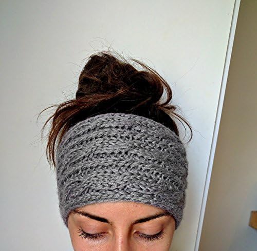 Chunky Cable Knit Ear Warmer Headband, Thick and Cozy Ear Warmer - Grey