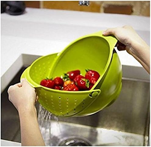 VNC 1Pc Premium Quality Kitchen Drainer & Strainer Fruit Vegetable Rice Pulses Noodles Pasta Washing Bowl Strainer-Random Color