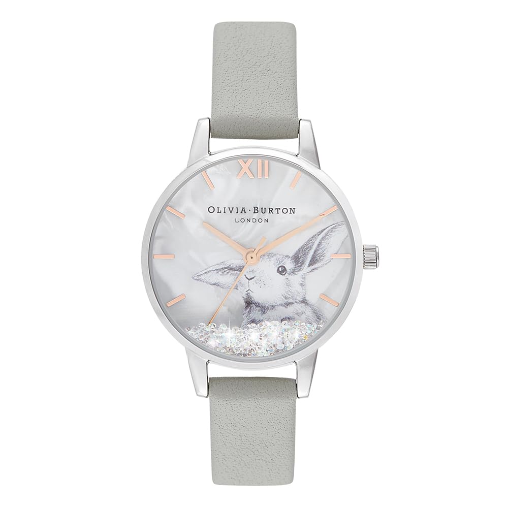 Olivia Burton Analogue Quartz Watch for Women WINTER WONDERLAND Collection with Grey Leather Strap - OB16WL86