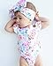 Canis Baby Girls' Full Flower Print Buttons Ruffles Romper Bodysuit with Headband (90(6-12M), White)