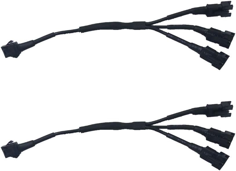 NBWDY 2Pcs 19cm Extension Cable Wire Cord Set 3 Way Splitter Y Cable for LED motorcycle Light Multi-color Neon Strip (2 x 3 Way Splitter Y Cable): Automotive