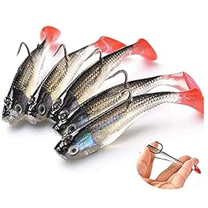 Wymaodan Ensemble De Leurres De Pêche, 5 Pièces 8 Cm Appât Souple Tête De Plomb Leurres De Poisson De Mer Matériel De…