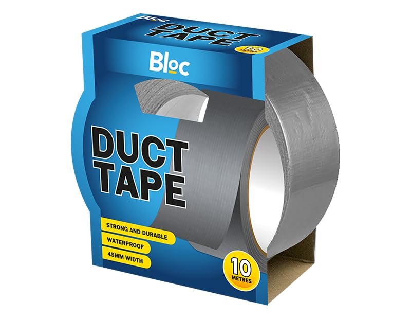 PRISTINE ENTERPRISE Duct Tape silver 10m DIY durable, strong and waterproof for surfaces like surfaces including concrete, metal, wood, rubber, nylon and plastic.