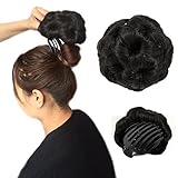 A&R@100% Human Hair Donut Bun Hair Extension Chignon Hairpiece Extensions Wigs (pitch-black