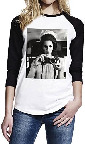 TopFusion Women's Lana Del Rey with Camera 3/4 Sleeve Baseball T-Shirt
