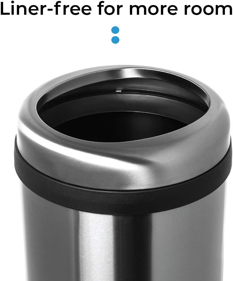 Home Zone Living 15.8 Gallon Kitchen Trash Can, Open Top Round Stainless Steel, 60 Liter: Home & Kitchen