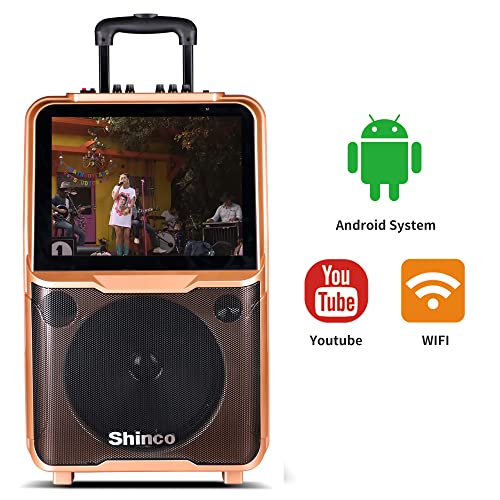 Shinco WiFi Karaoke Machine with 2 Wireless Mics, 15'' Touch Screen