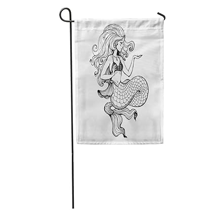 Amazoncom Semtomn Garden Flag Sketch Beauty Mermaid Long