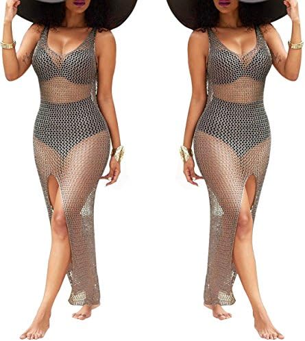 Women's Long Knit Split the Fork Beachwear Bikini Cover-up Swimsuit Skirt